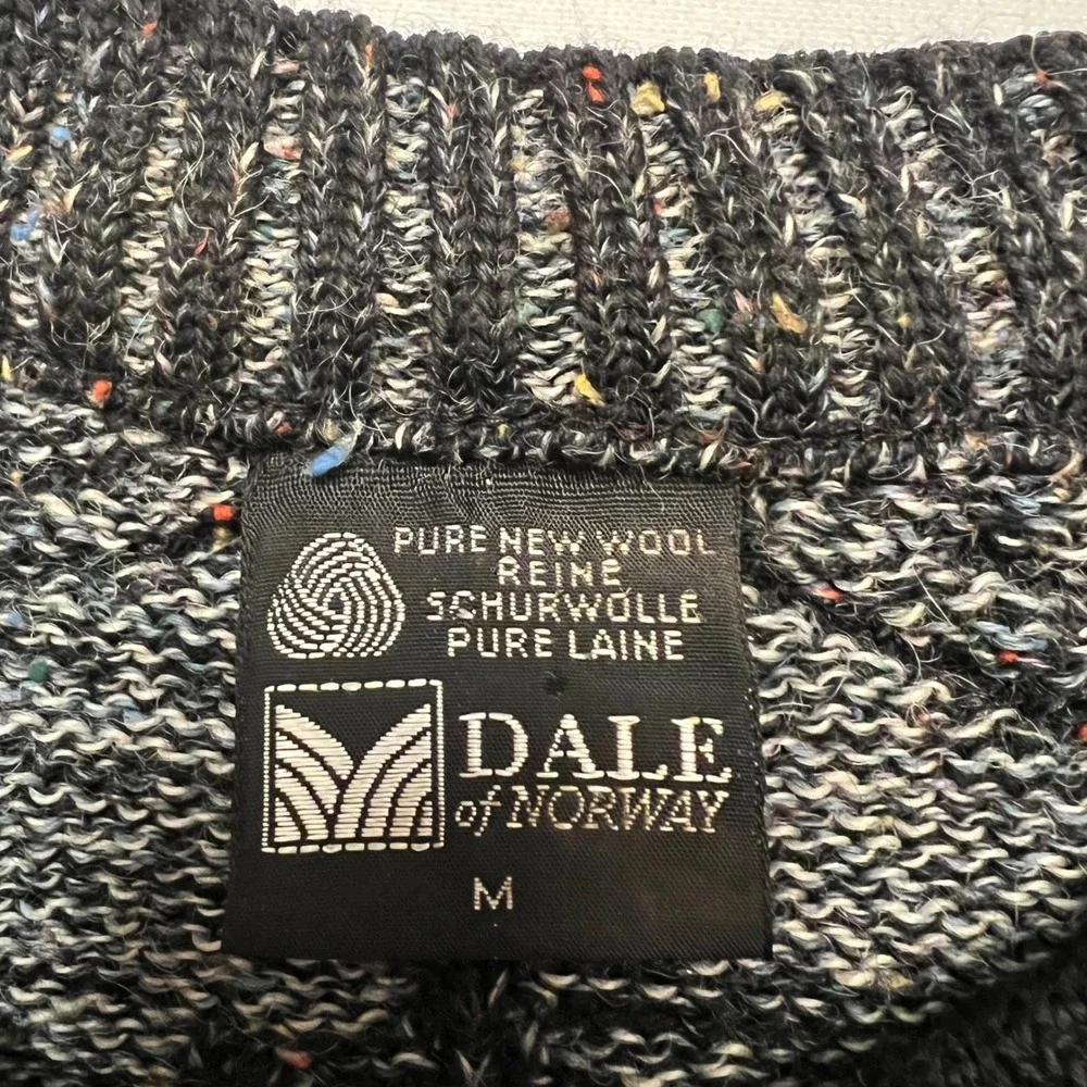 Dale of Norway Black Gray Pure New Wool Nordic Reindeer Cardigan Sweater Size M - Picture 3 of 7